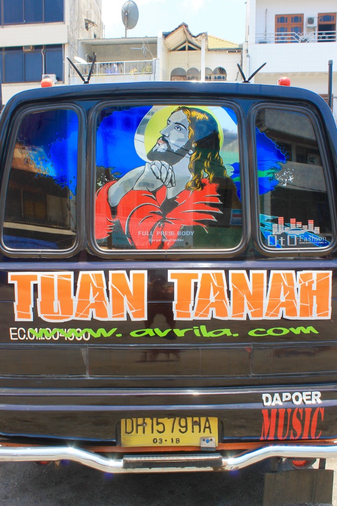 Jesus-decorated microbus in Kupang