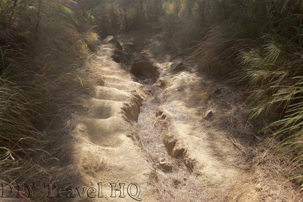 Dusty hiking trail on Mount Bromo