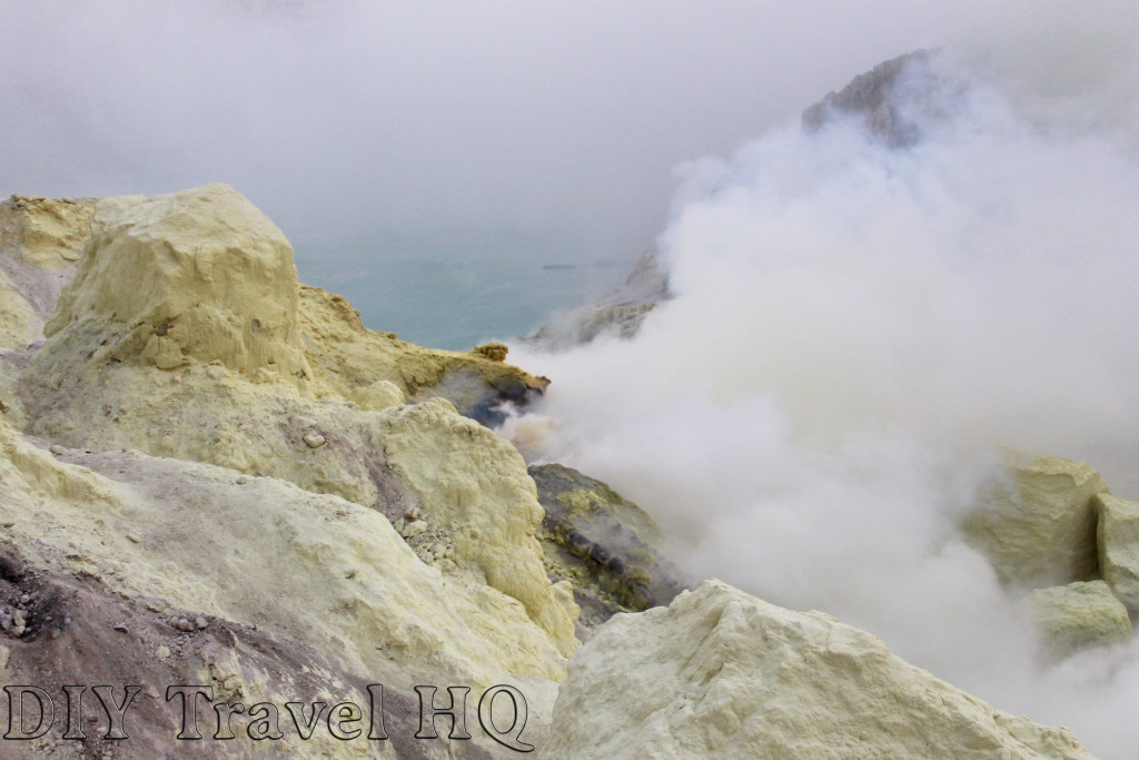 Sulphuric gas from the crater of Mt Ijen