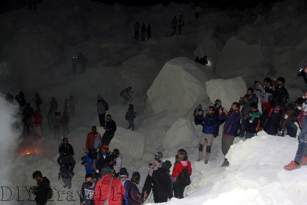 Many tourists climb Mt Ijen