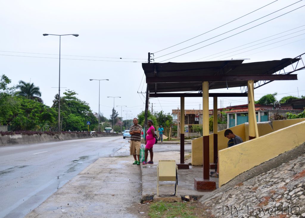 Public bus stop Havana airport