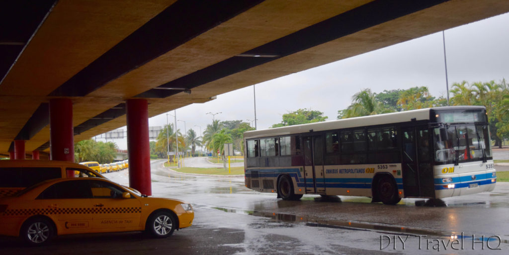 Taxi & bus at Havana airport