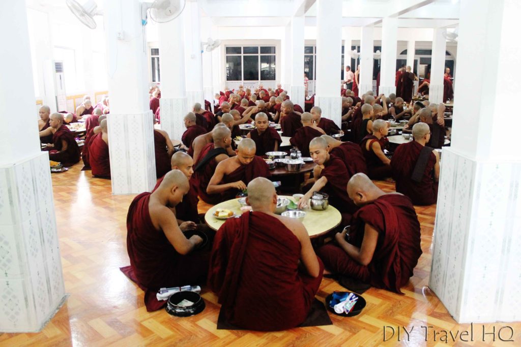 Monks eating at Bago monastery