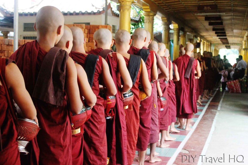 Monks wear 3 sets of red robes