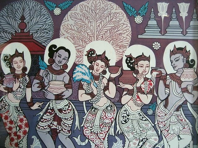 Burmese painting of 5 Gods