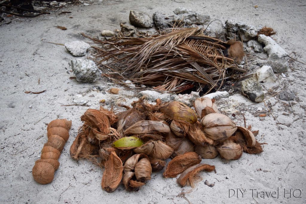 Coconut husk fire on Glovers Atoll