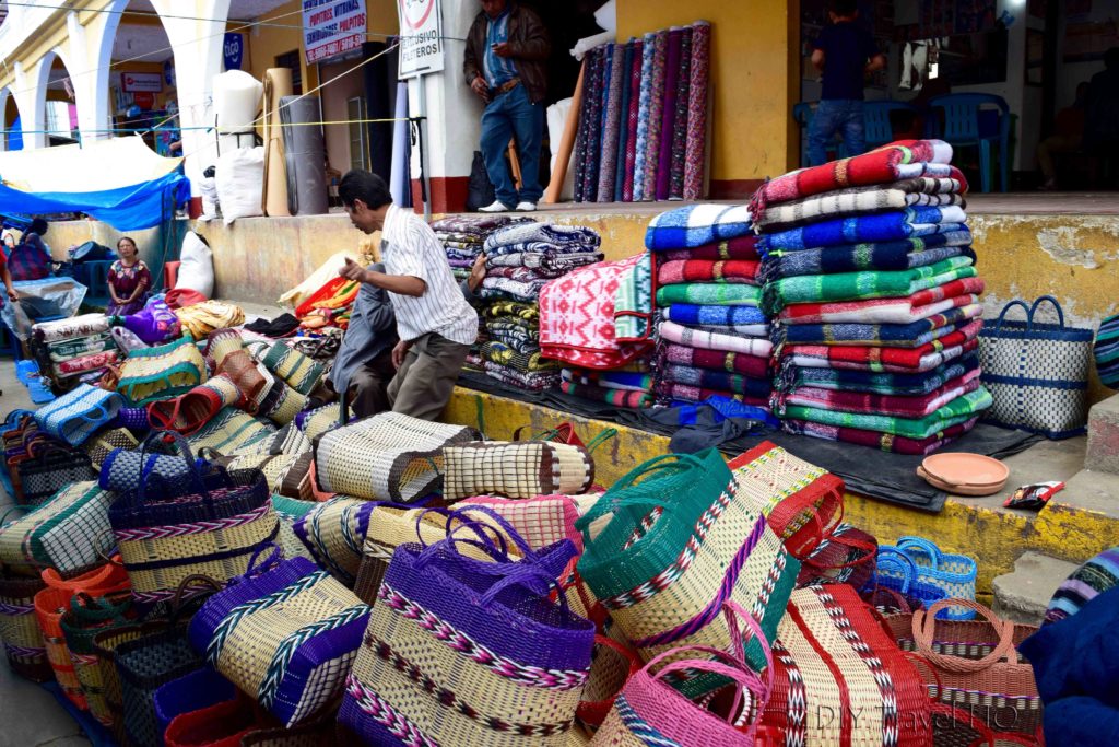 Momostenango Market Blankets and Baskets