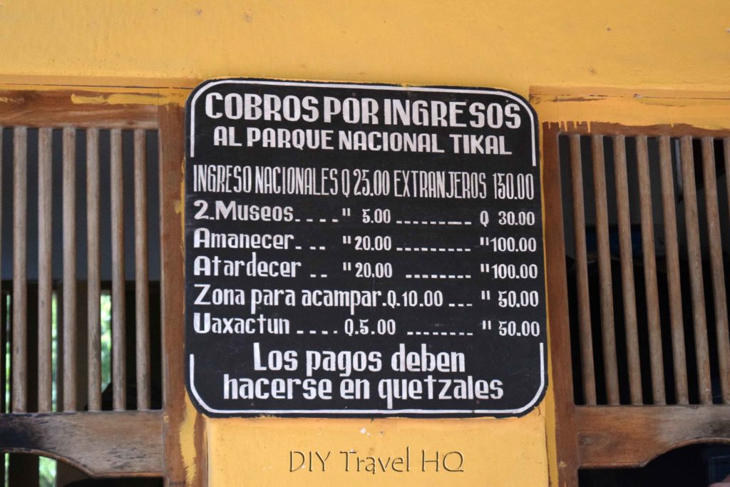 Tikal Ticket Prices
