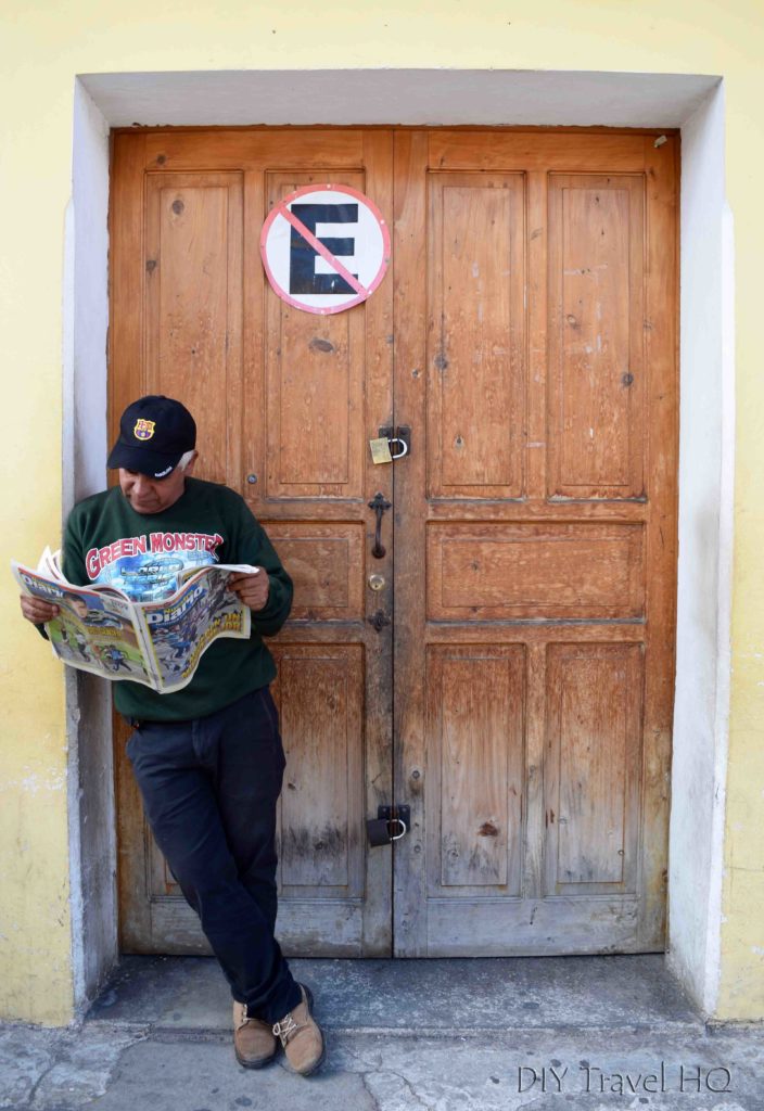 Antigua Photo Walk Street Photography Man Reading Newspaper