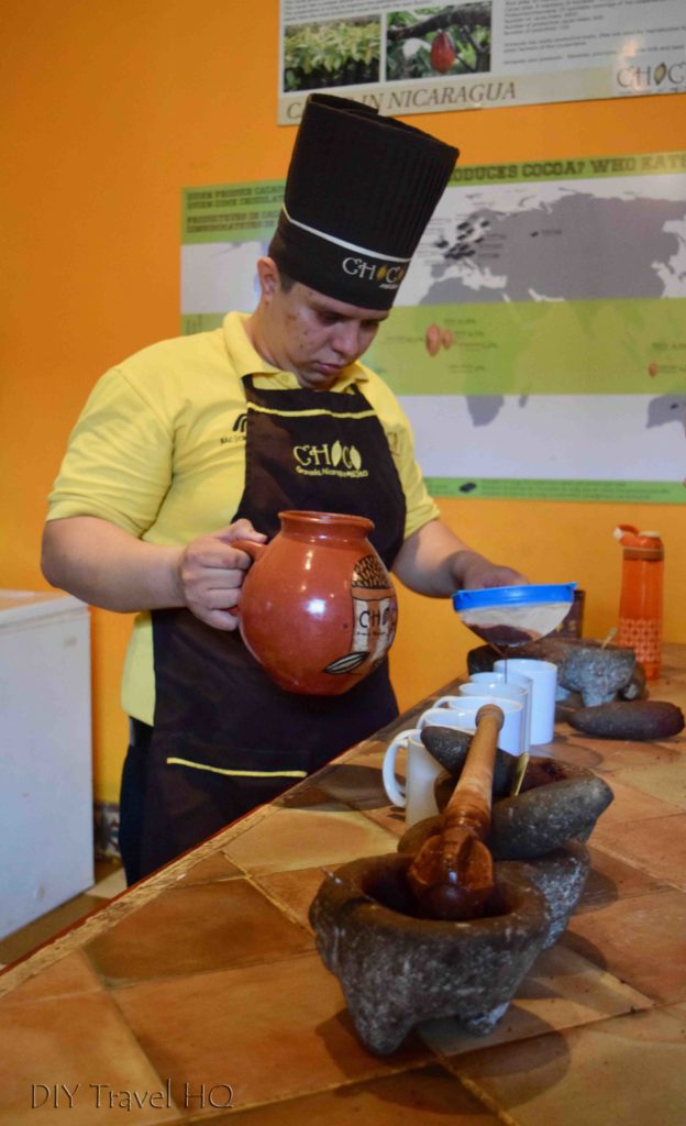 Pouring the Aztec Chocolate Drink