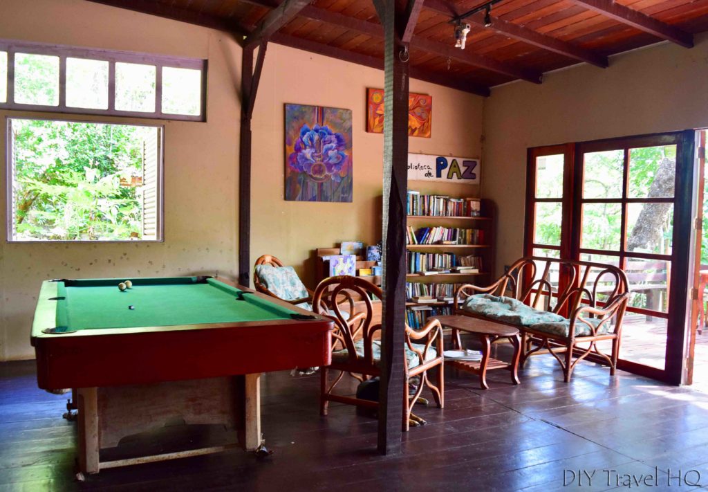 The Peace Project Main Lounge with Billiards & Book Exchange
