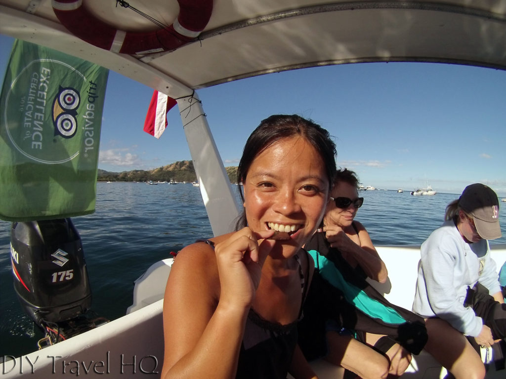 Sheena Eating Chocolate Before Diving to Help with Decompression with Sirenas Diving
