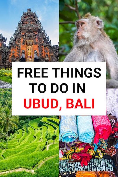 There are so many free things to do in Ubud, Bali! From markets to temples check out our post to see all the beautiful places in Ubud as well as info on budget food and accommodation. Ubud is definitely one of the top places to visit in Indonesia! #ubud #bali #asiatravel #diytravel